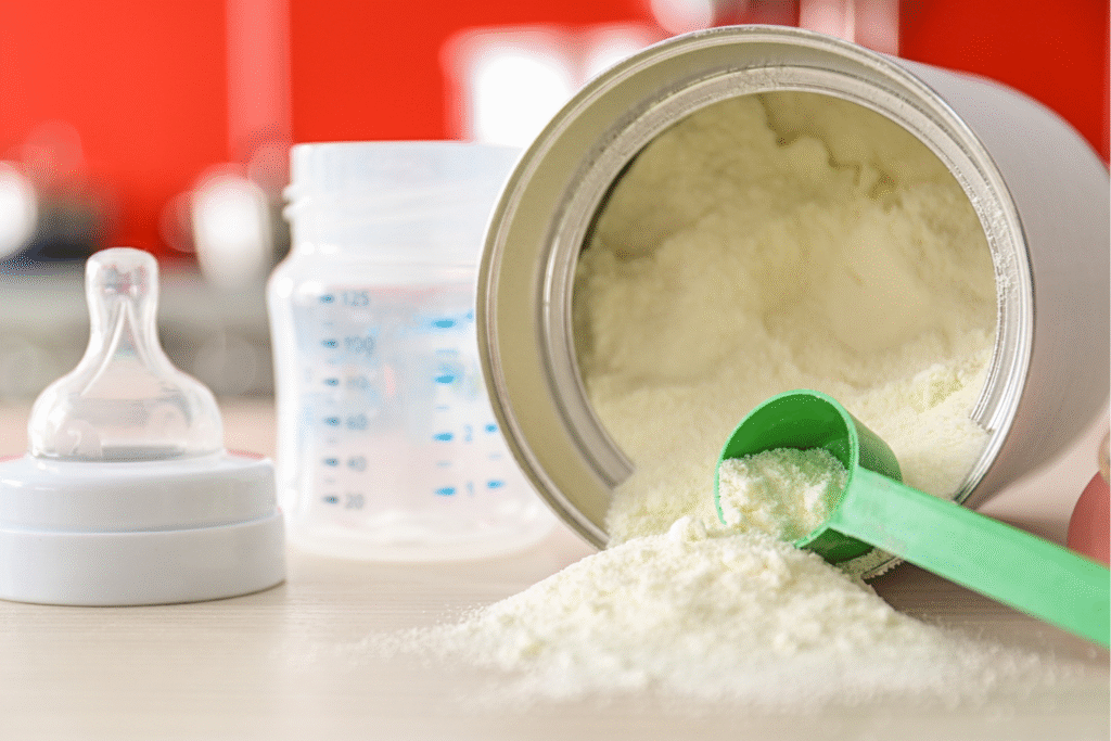 Leche en polvo con biberón